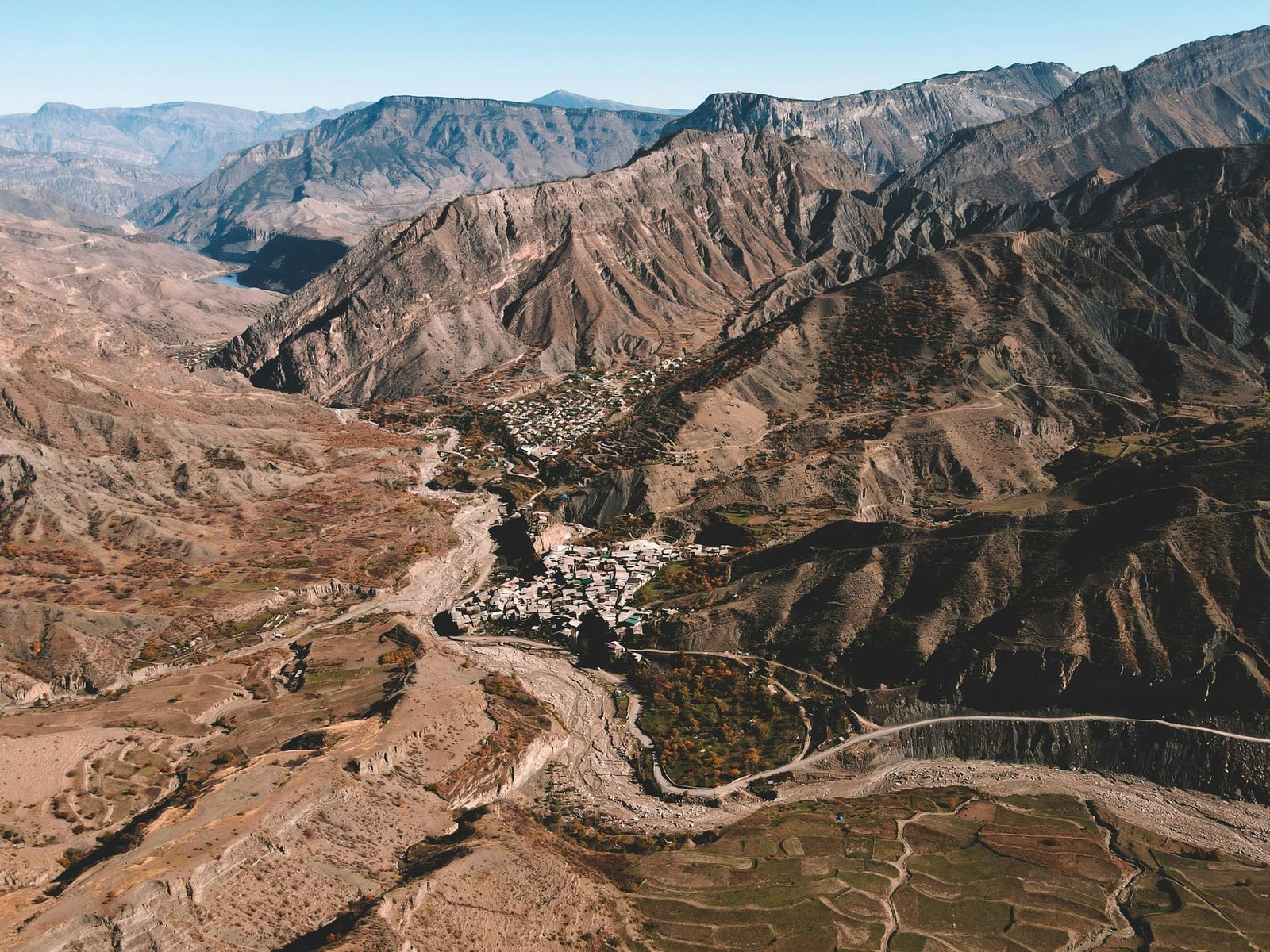 Terraced valley and mountain roads, Kinnaur, Himachal Pradesh
